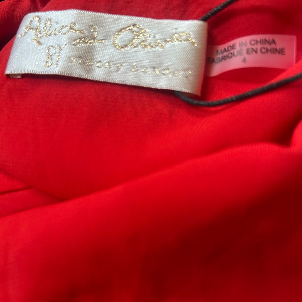 Alice + Olivia Vibrant Red One-Shoulder Dress - Picture 7 of 14